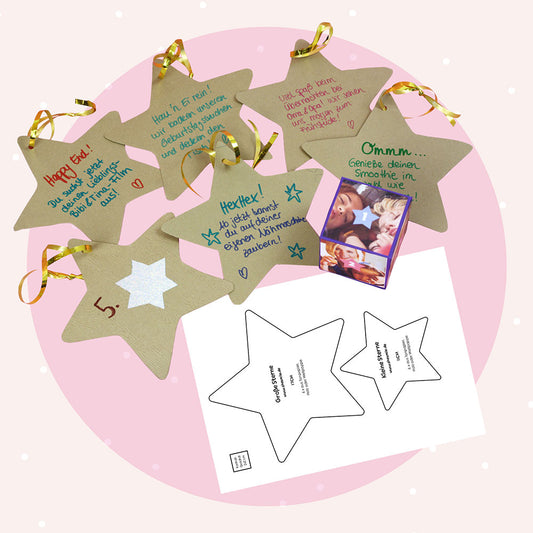 Schatzsuche "Würfel & Sterne" (Bastelidee und Druckvorlage)