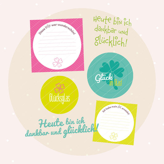 Glücksglas der Dankbarkeit (Digistamp)