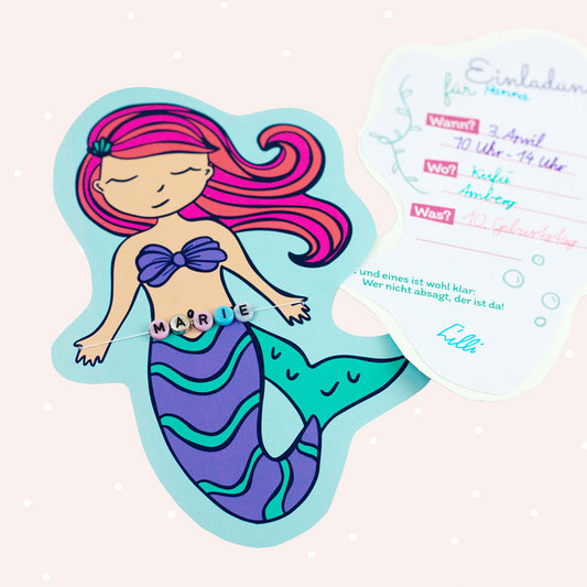 Einladungskarte & Urkunde "Meerjungfrau" (Bastelidee und Druckvorlage)