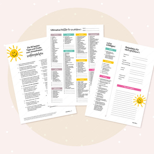 Packliste "Kofferpacken für den Urlaub" (Checkliste und Druckvorlage)